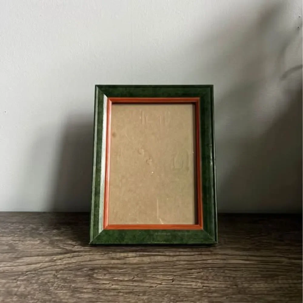 Vintage Hunter Green and Rust Orange 5 x 7 Wood Frame